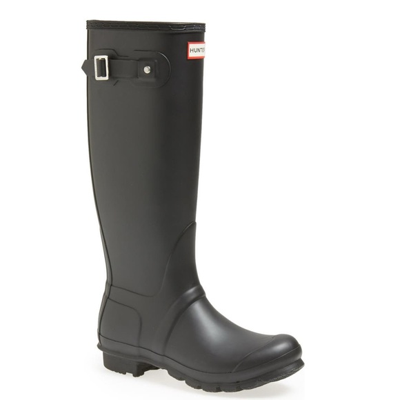 Hunter Shoes - Hunter Tall Matte Rain boots Black Womens 8
